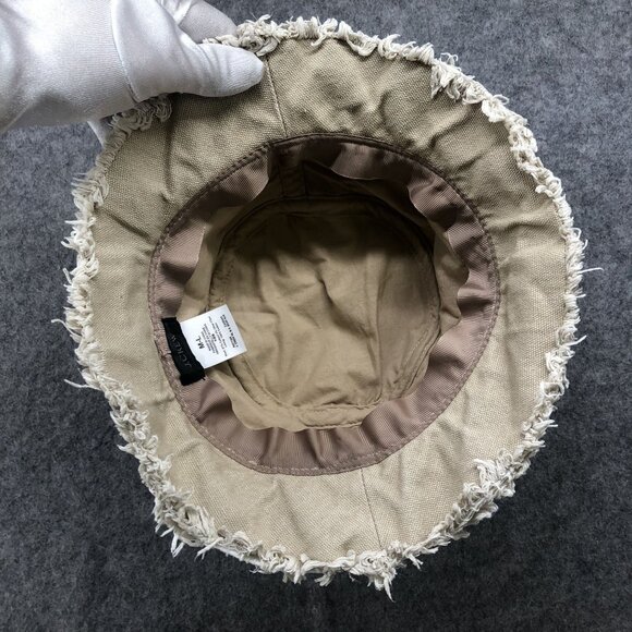 J. Crew Canvas Bucket Hat With Fringe Womens M/L Khaki Beige Cotton - Picture 3 of 7